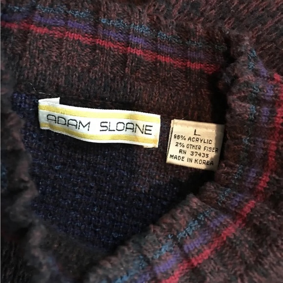 Vtg Adam Sloane Burgundy Crewneck Sweater, Multicolored Design - Men’s Large - Picture 3 of 3